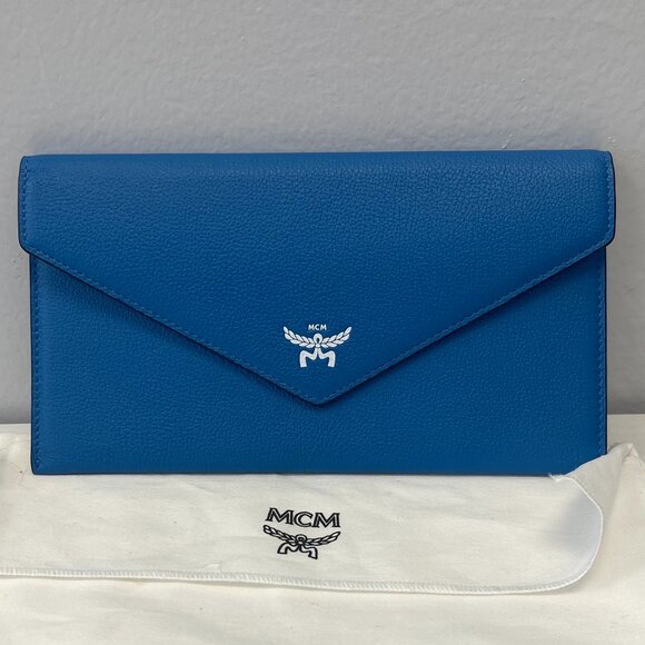 MCM Handbags - MCM Himmel Continental Pouch Wallet in Embossed Leather - New Munich Blue - NWT